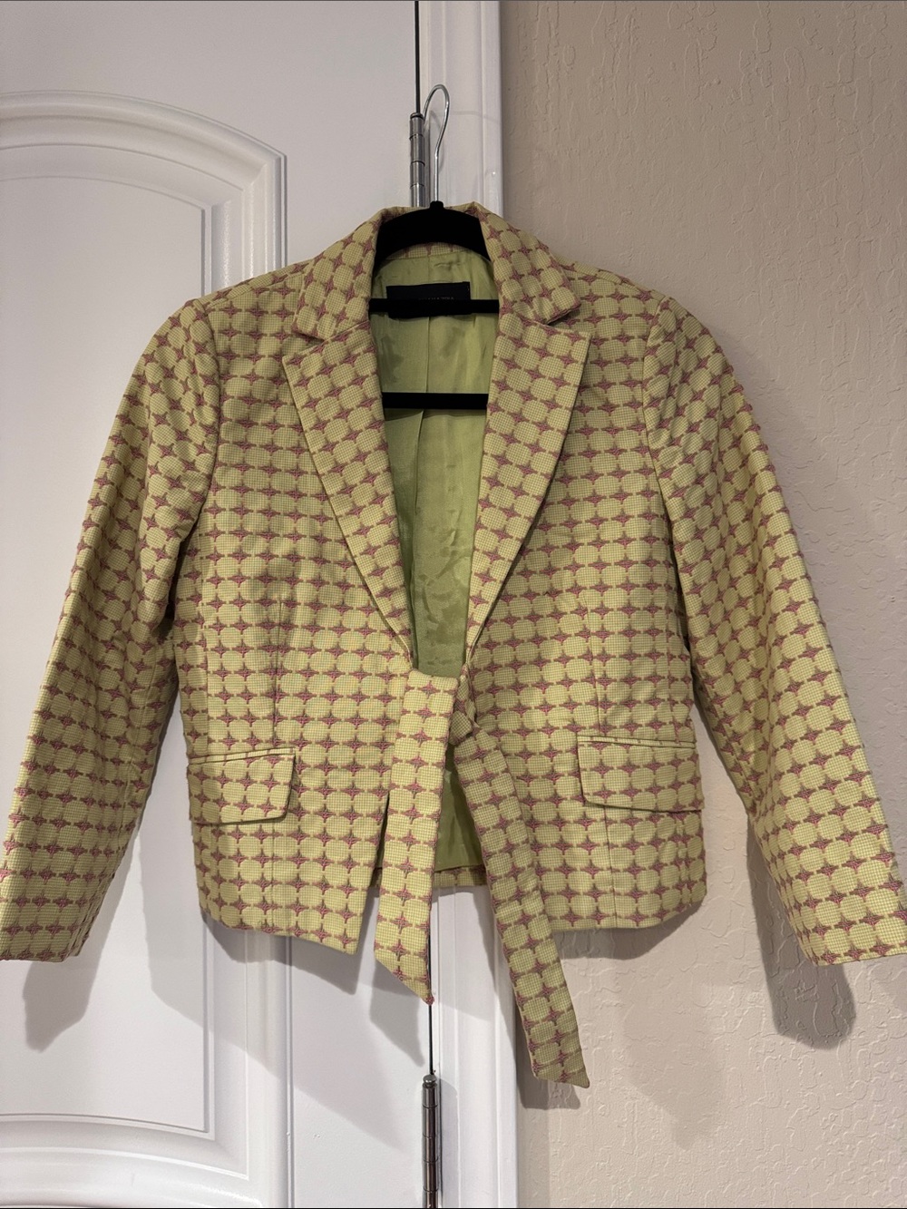 BCBGMaxAzria Yellow and Pink Patterned Tailored Blazer